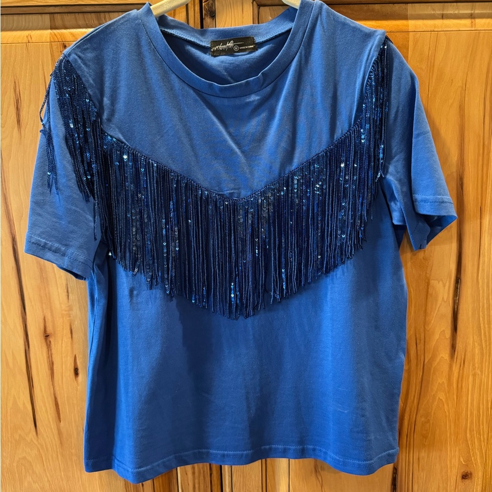 Sparkle & Shine Blue Fringe Tee